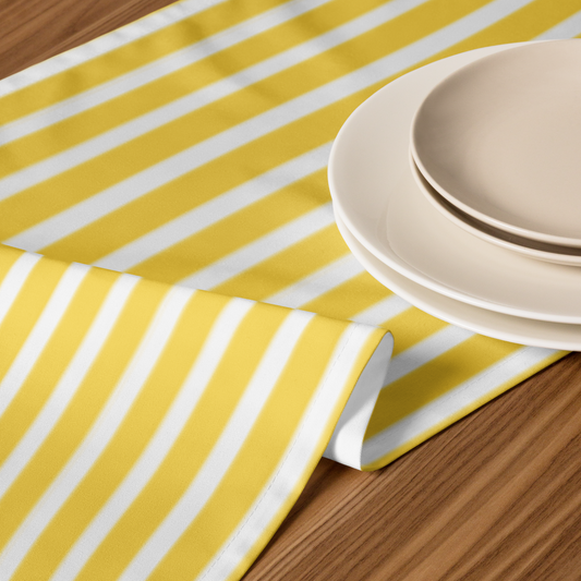 White and Yellow Striped Table runner