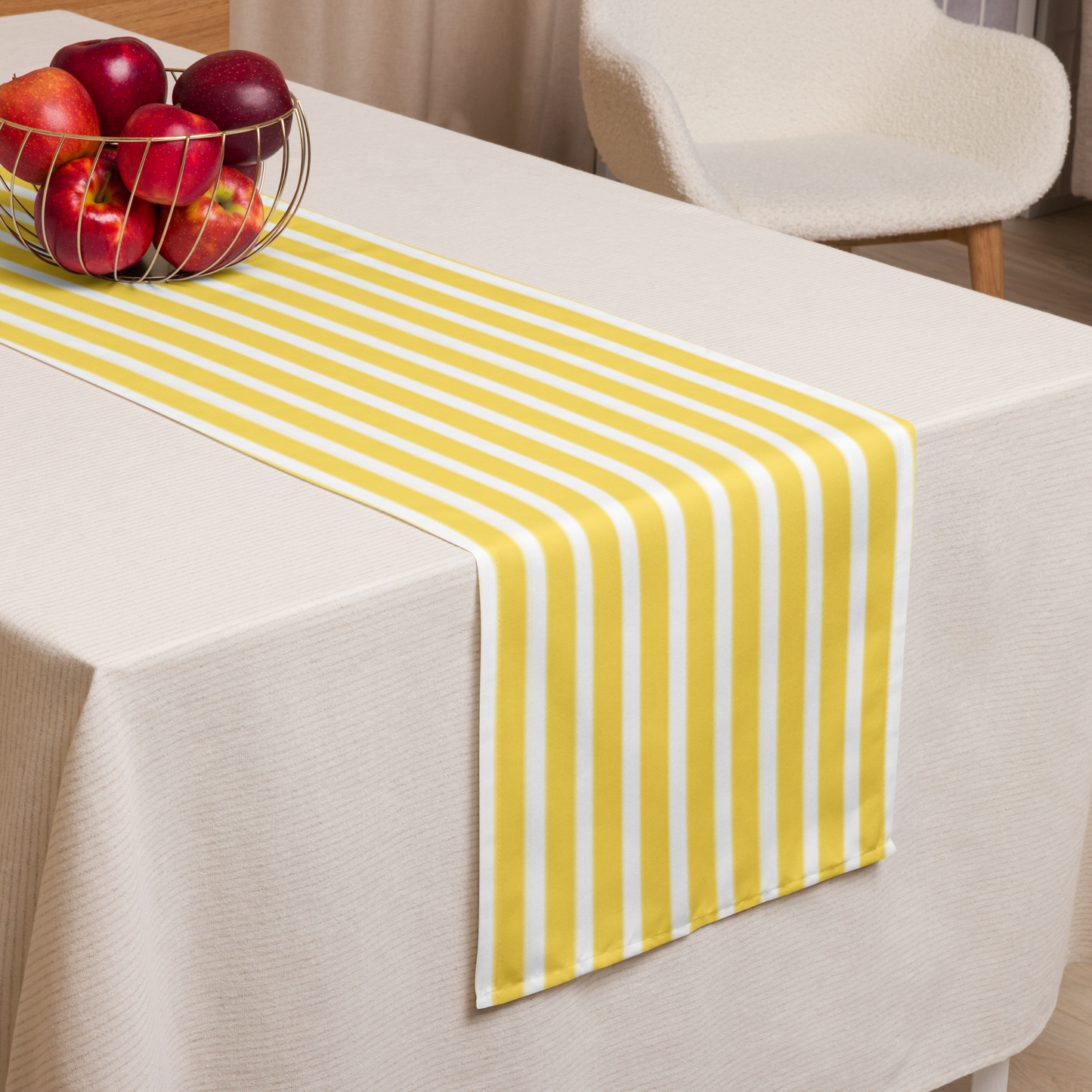White and Yellow Striped Table runner