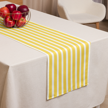 White and Yellow Striped Table runner