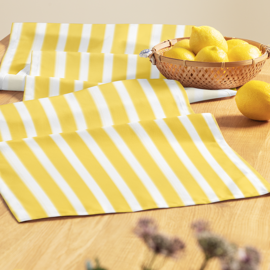 White and Yellow Striped Table runner